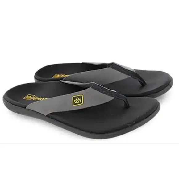 Spenco Men's Size 11 / 45 Pure Black Flip Flops Sandals Orthotic Comfort Shoes