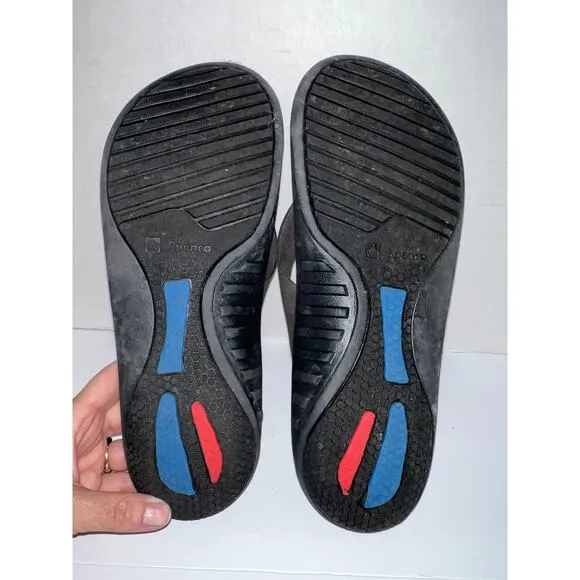 Spenco Men's Size 11 / 45 Pure Black Flip Flops Sandals Orthotic Comfort Shoes
