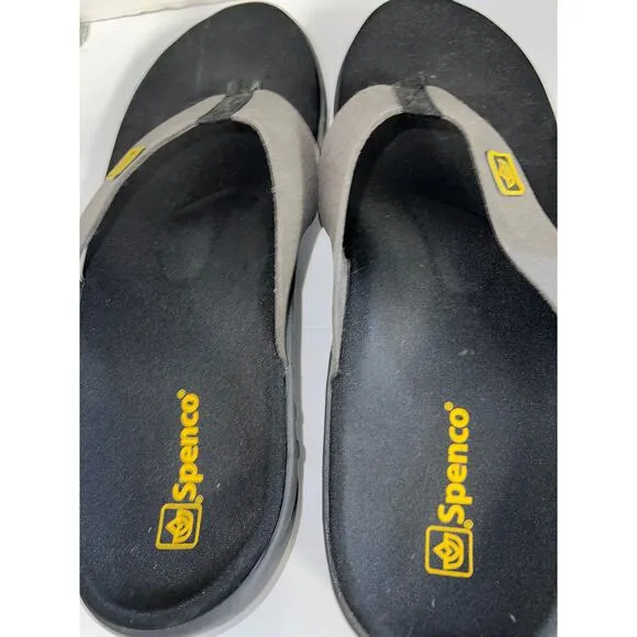 Spenco Men's Size 11 / 45 Pure Black Flip Flops Sandals Orthotic Comfort Shoes