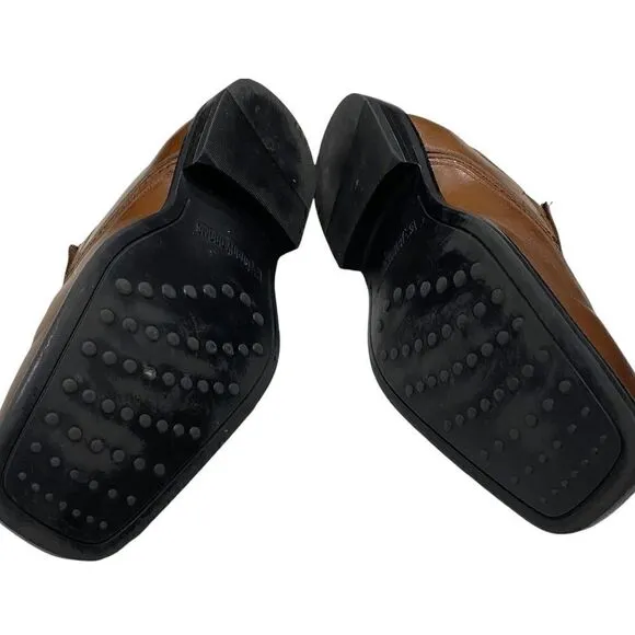 Stacy Adams Men’s Brown Leather Oxford Square Toe Slip on Dress Shoes 9M
