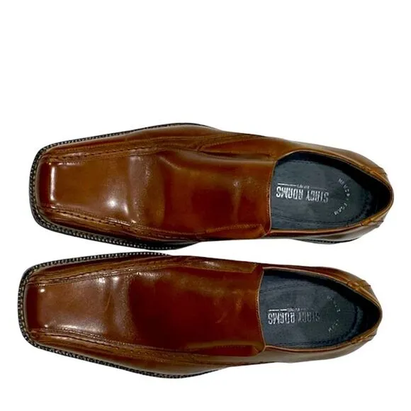 Stacy Adams Men’s Brown Leather Oxford Square Toe Slip on Dress Shoes 9M