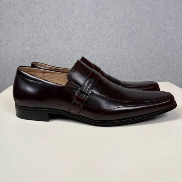 Stacy Adams Mens Size 12M Leather Slip On Moc Toe Bit Loafer Dress Shoes Brown