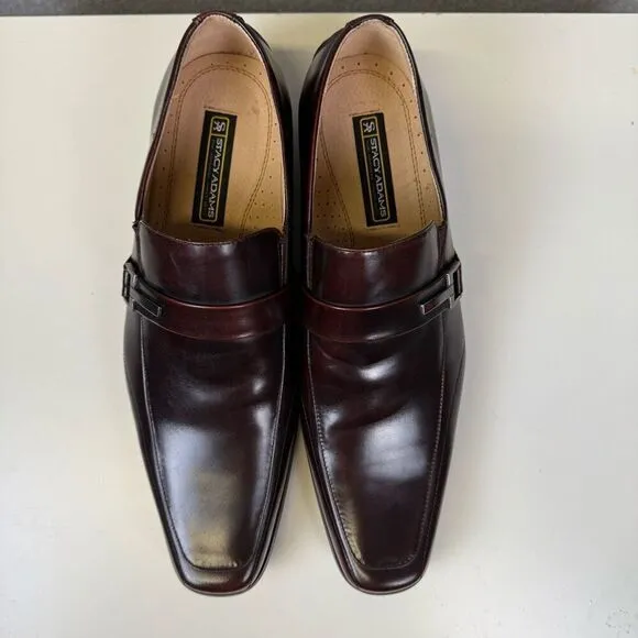 Stacy Adams Mens Size 12M Leather Slip On Moc Toe Bit Loafer Dress Shoes Brown