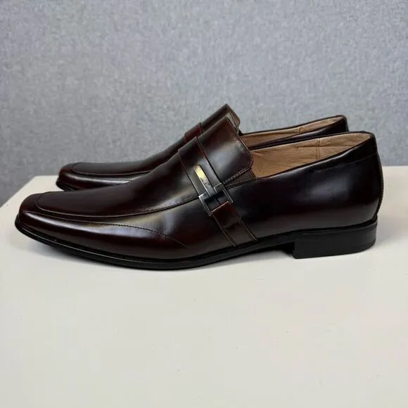 Stacy Adams Mens Size 12M Leather Slip On Moc Toe Bit Loafer Dress Shoes Brown