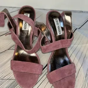 Steve Madden Mauve “CANAAN” Strappy Block Heel Suede Sandals Size 7.5