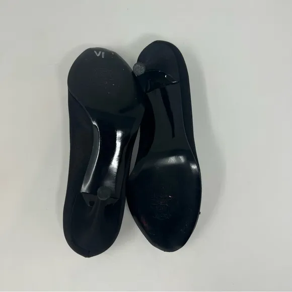 Stuart Weitzman Black Satin Ruffle Peep Toe Pump Heel Shoes