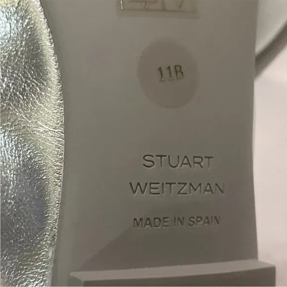STUART WEITZMAN Faux Pearl-embellished Silver  Leather Ballet Flats SZ 11 New