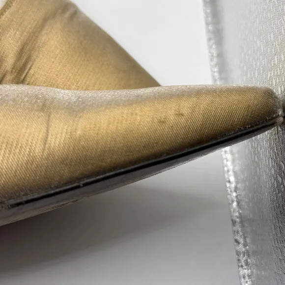 Stuart Weitzman Gold Pointed Square Toe Heels Satin Shiny Pumps 7.5
