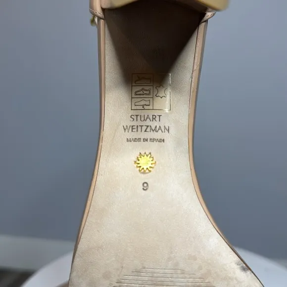 STUART WEITZMAN NUDISTCURVE 75 SQUARE TOE BLOCK HEELED SANDALS IN NUDE *NWT*