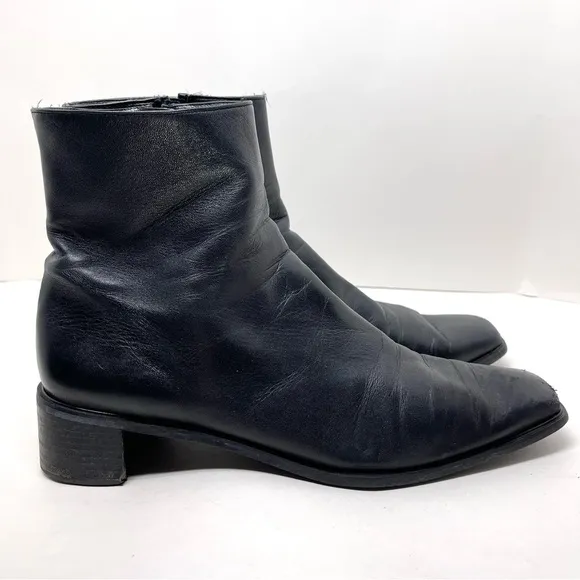 Stuart Weitzman Square Toe Leatherr Ankle Boots Size 10.5M