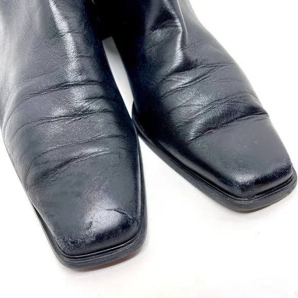 Stuart Weitzman Square Toe Leatherr Ankle Boots Size 10.5M