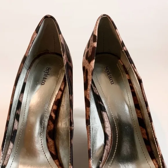 Style &amp; Co Celine peep toe leopard shoes heel pump