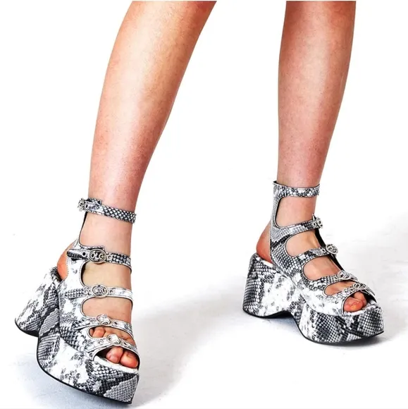 Stylish Black and White Platform Sandals