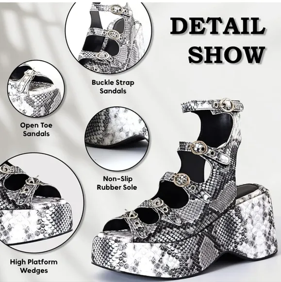 Stylish Black and White Platform Sandals