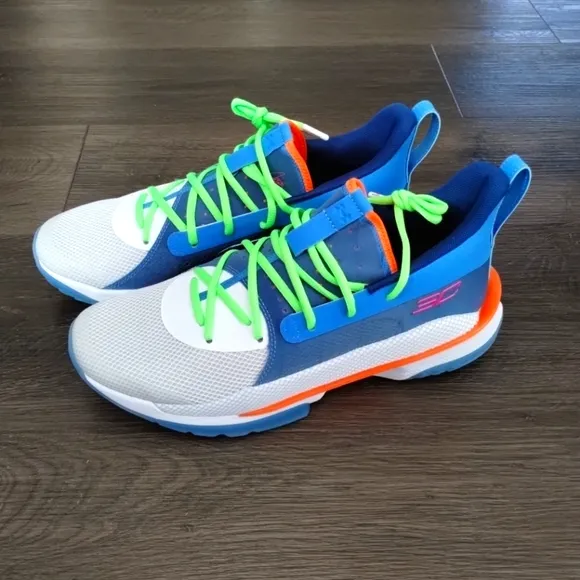 Sz 11 Mens Under Armour Curry 7 Super Soaker Sneakers 3021258-404 Basketball