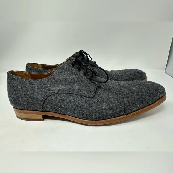 Taft Kennedy Oxford Shoe in Grey Wool Cap Toe Size 44 EU 11 US