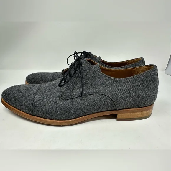 Taft Kennedy Oxford Shoe in Grey Wool Cap Toe Size 44 EU 11 US