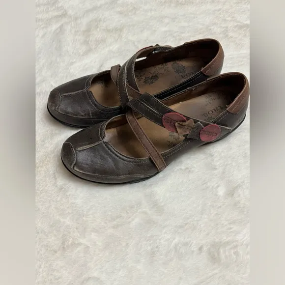 Taos Brown Leather Jigsaw Mary Jane Comfort Shoes Size US 9.5 Boho Funky Hippie
