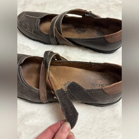 Taos Brown Leather Jigsaw Mary Jane Comfort Shoes Size US 9.5 Boho Funky Hippie