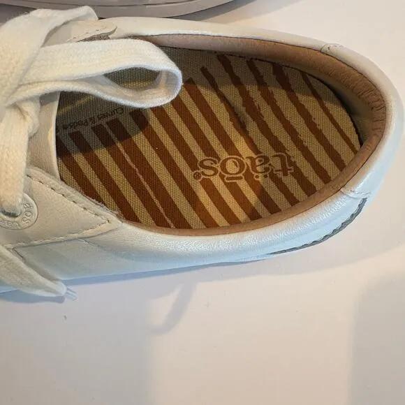 Taos Footwear Plim Soul Lux White Leather Sneakers Womens Size 8
