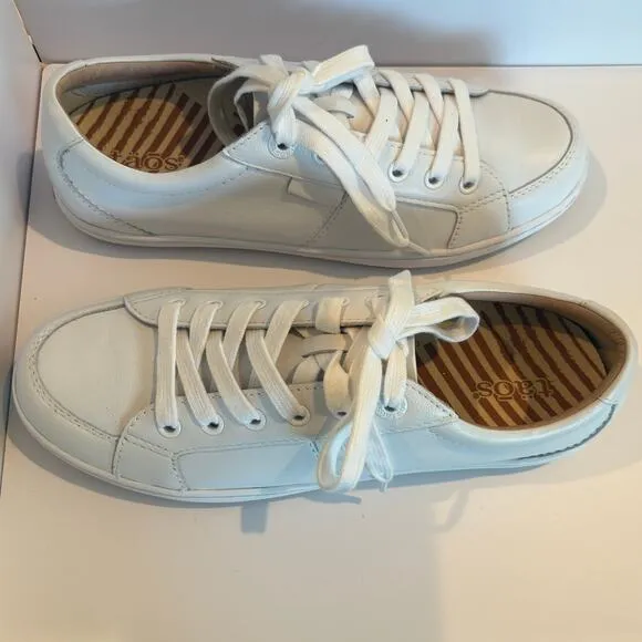 Taos Footwear Plim Soul Lux White Leather Sneakers Womens Size 8