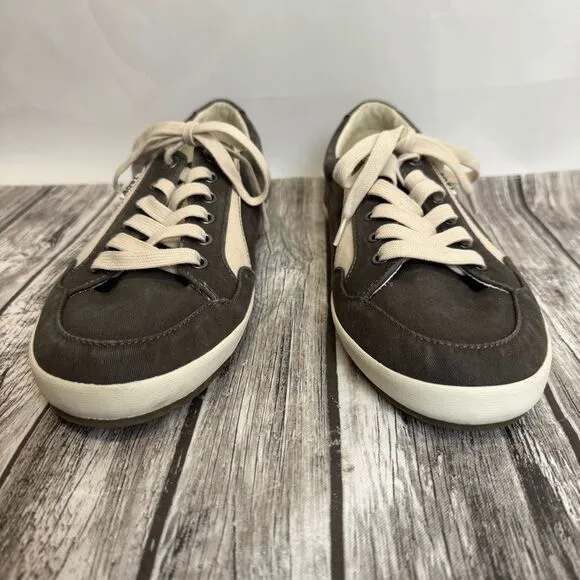Taos Footwear Women's Moc Star 2 Sneakers 11 Charcoal Grey Gray White Lace Up