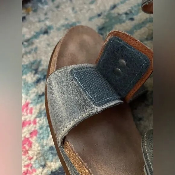 Taos Carousel Two Strap Wedge Sandal Slate Blue 38