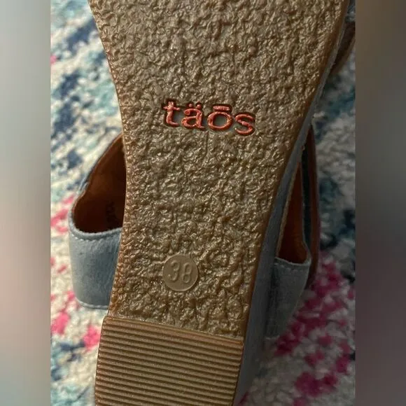 Taos Carousel Two Strap Wedge Sandal Slate Blue 38