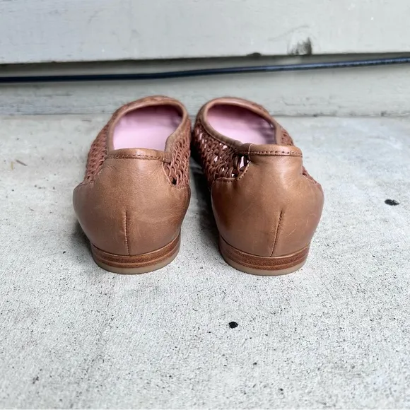 Taryn Rose Beatriz Ballet Flats Woven Cap Toe Tan  Women's Size 8.5