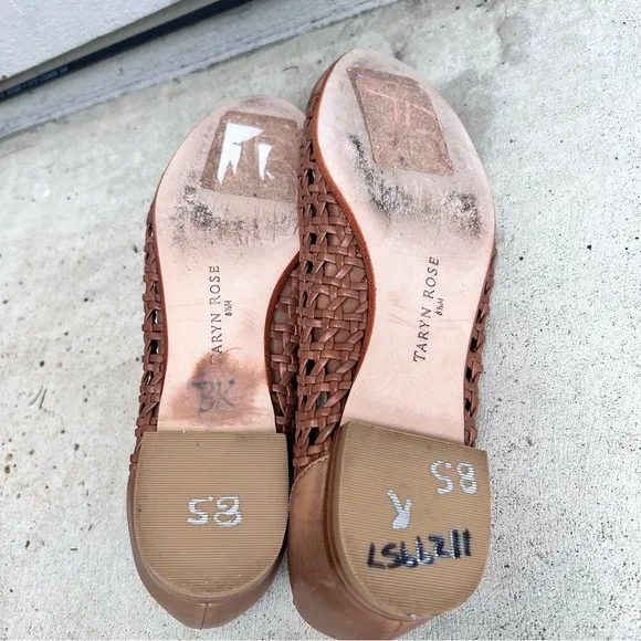 Taryn Rose Beatriz Ballet Flats Woven Cap Toe Tan  Women's Size 8.5
