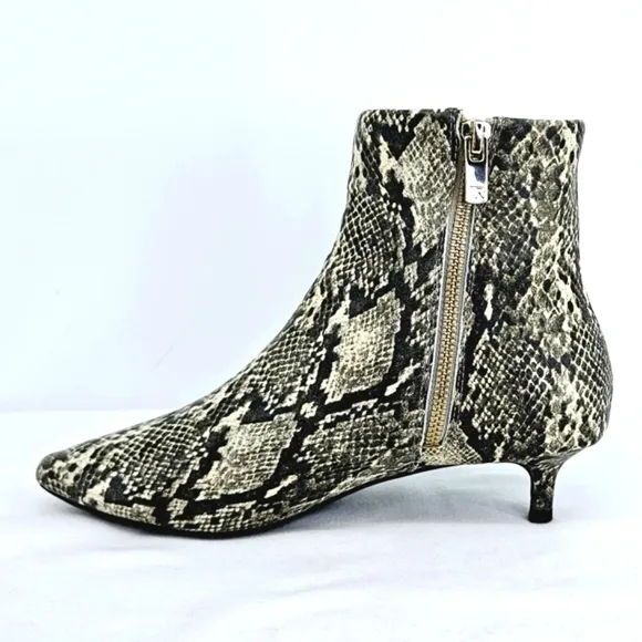 Taryn Rose Nelli Snake Print Leather Ankle Bootie Size 6.5