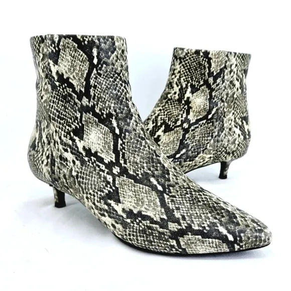Taryn Rose Nelli Snake Print Leather Ankle Bootie Size 6.5
