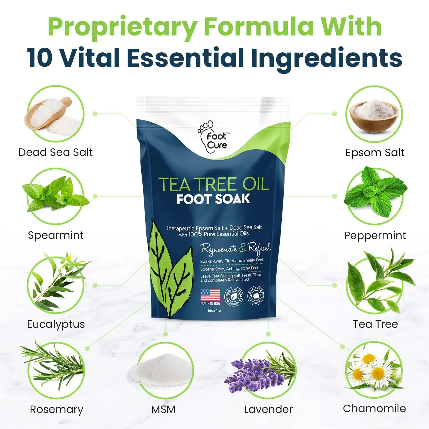 Tea Tree Foot Soak & Callus Remover Gel Kit - Extra Strength Callus Remover Gel & Foot Soak with Epsom Salts for Calluses, Dry Cracked Heels, Toenail - Pedicure for Tired Feet