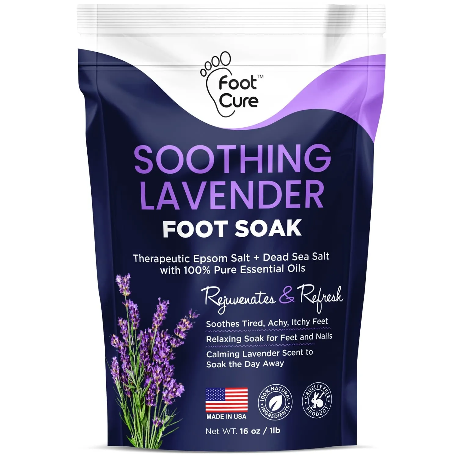 Tea Tree Oil & Muscle Relief Foot Soak with Epsom Salts - All Natural Salts for Post Workout Recovery - Softens Calluses, Soothes Sore & Tired Feet, Foot Odor Scent, Spa Pedicure Made in USA Pack of 2