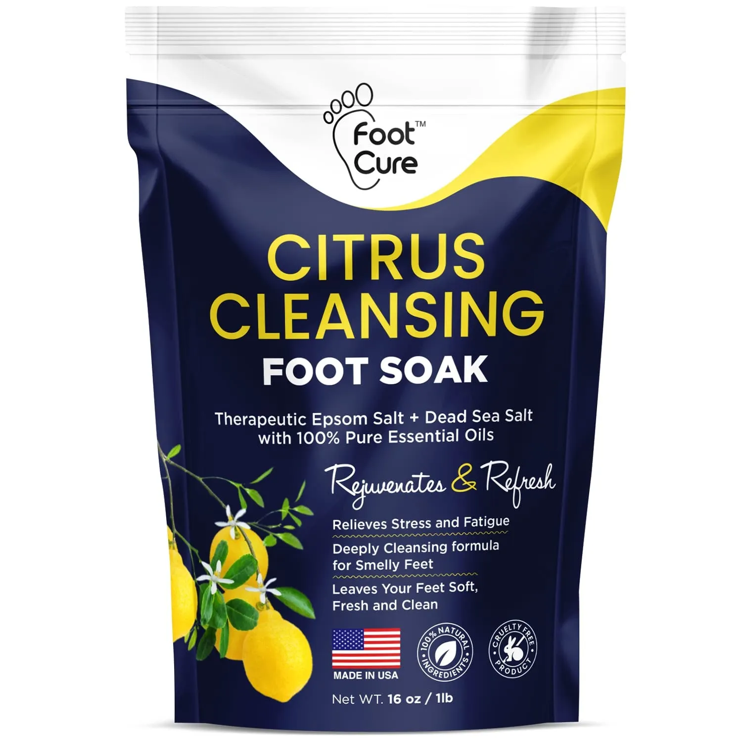 Tea Tree Oil & Muscle Relief Foot Soak with Epsom Salts - All Natural Salts for Post Workout Recovery - Softens Calluses, Soothes Sore & Tired Feet, Foot Odor Scent, Spa Pedicure Made in USA Pack of 2