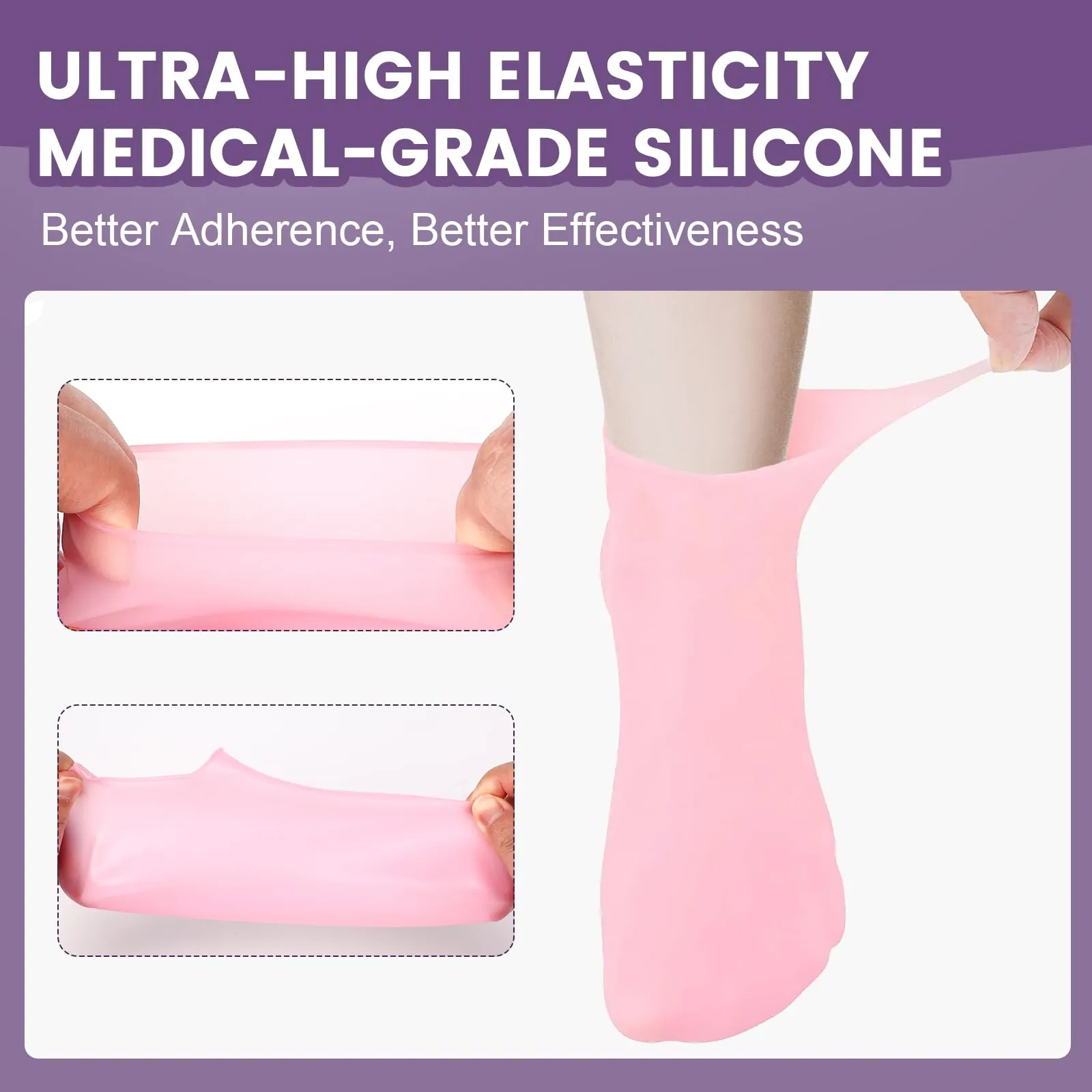 TEAWOO 2 Pairs Silicone Socks Gloves Set for Dry Cracked Feet Hands, Silicone Moisturizing Socks for Women, Hand Foot Care, Spa Gel Socks Gloves After Pedicure (Socks Fits Up to Size 10)