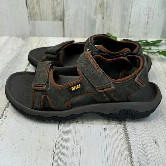 TEVA MEN KATAVI 2 BLACK OLIVE HOOK N LOOP SPORTS SANDALS US 8