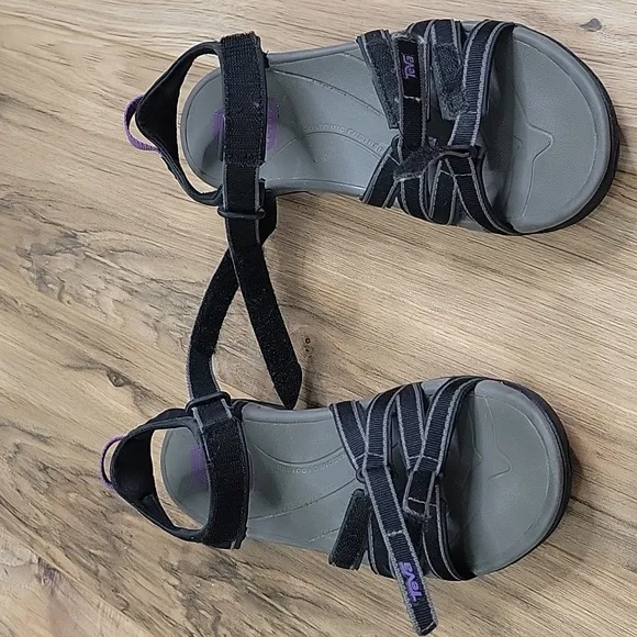 Teva Tirra Black and Purple Sandals