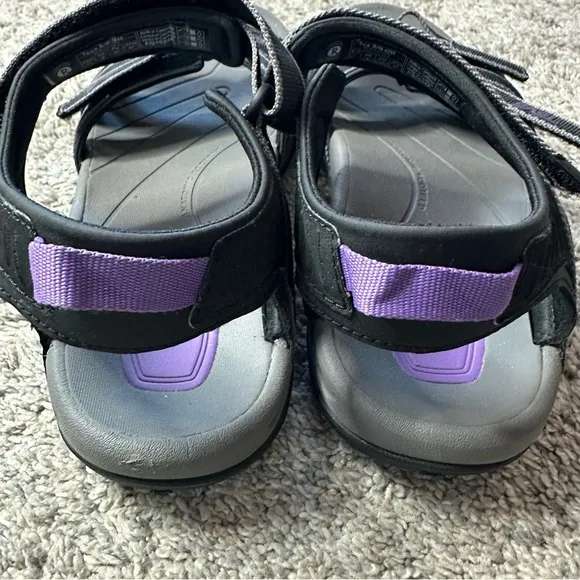 Teva Tirra sandal sz 10 black gray purple hiking outdoors adjustable strap vegan