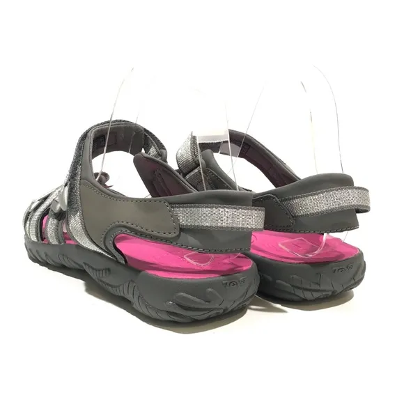 TEVA TIRRA SPORTS SANDALS -SILVER / MAGENTA -YOUTH US 6 / WOMEN US 7.5 -NEW
