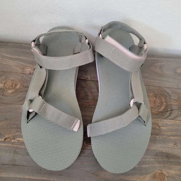 Teva Women Flatform Universal Sz 11 Grey Pink Strappy Sandals Hook and Loop NEW