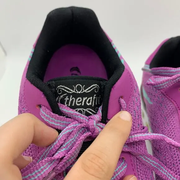 Therafit Carly Knit Gym Sneakers Size 7.5 NIB Raspberry Orthopedic Lace Up