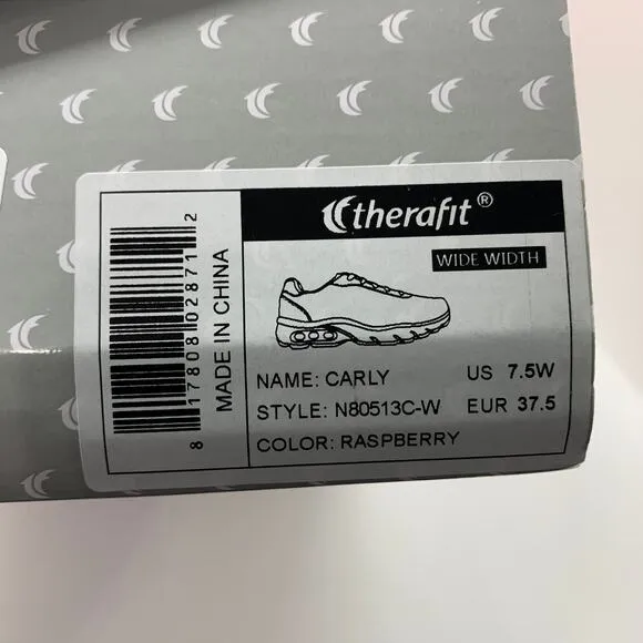 Therafit Carly Knit Gym Sneakers Size 7.5 NIB Raspberry Orthopedic Lace Up