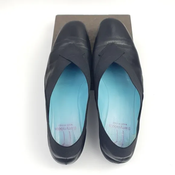 Thierry Rabotin Black soft leather size 42 elastic trim comfort office w…