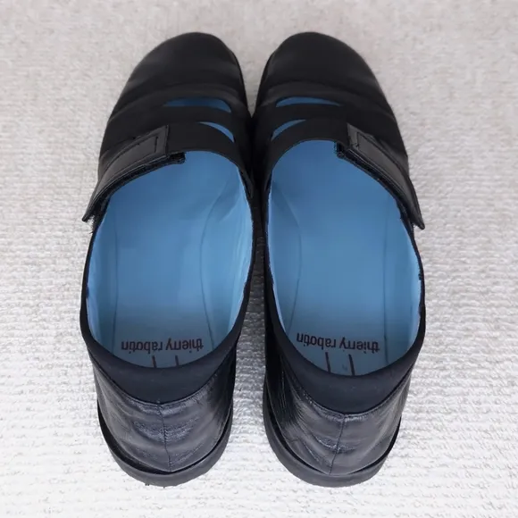 Thierry Rabotin Mary Jane Flats Black Leather Comfort Loafer Shoes