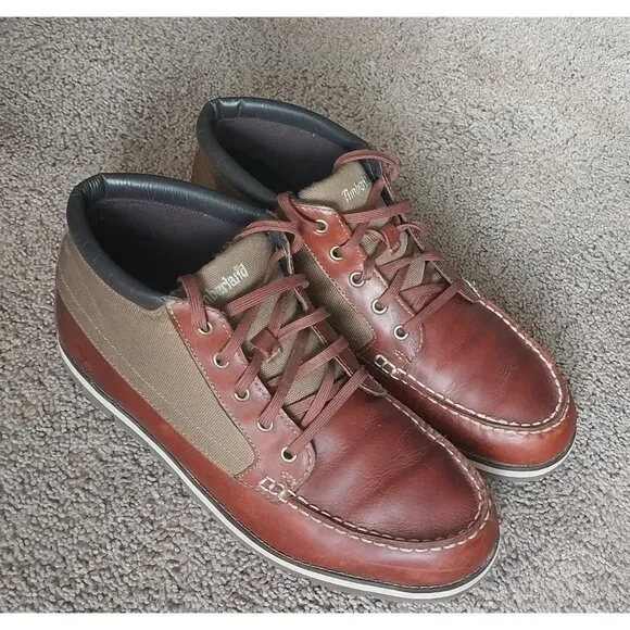 Timberland Men's Brown Leather Moc Toe Chukka Boots Size 12
