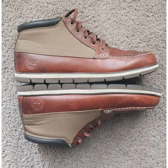 Timberland Men's Brown Leather Moc Toe Chukka Boots Size 12