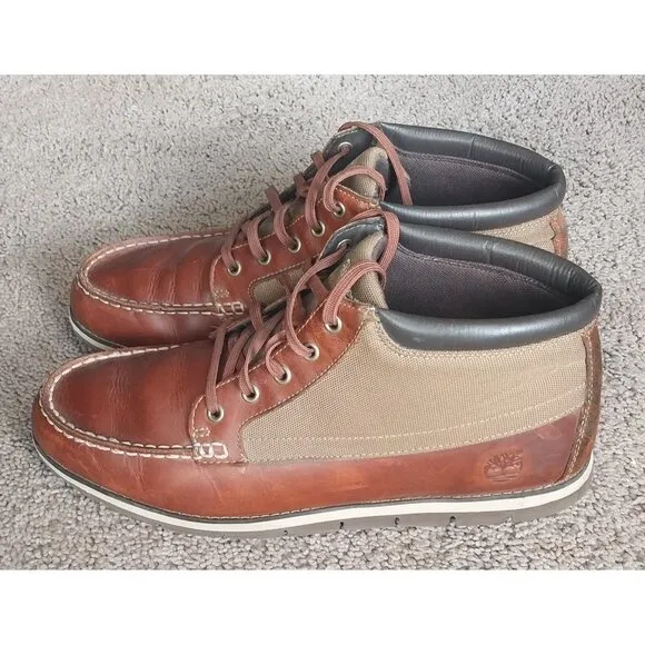 Timberland Men's Brown Leather Moc Toe Chukka Boots Size 12