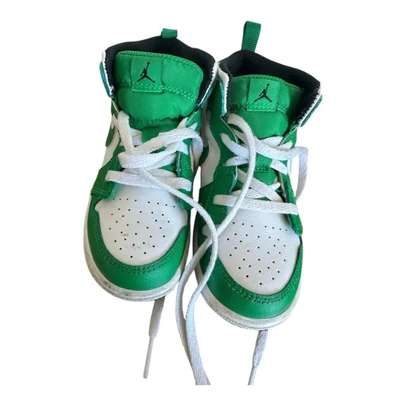 Toddler Lucky Green and White Nike  Mid Jordan Sneakers Celtics 9C