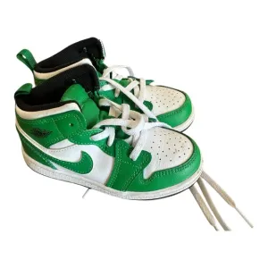 Toddler Lucky Green and White Nike  Mid Jordan Sneakers Celtics 9C